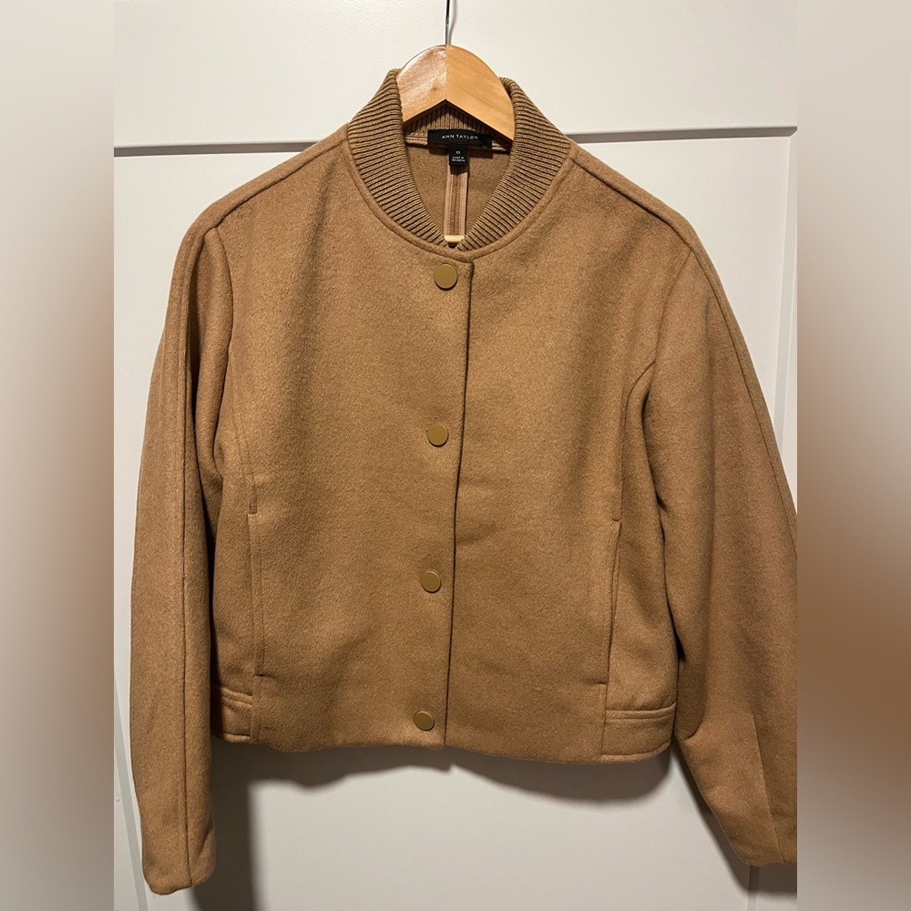 Ann Taylor Camel Bomber Jacket - XS